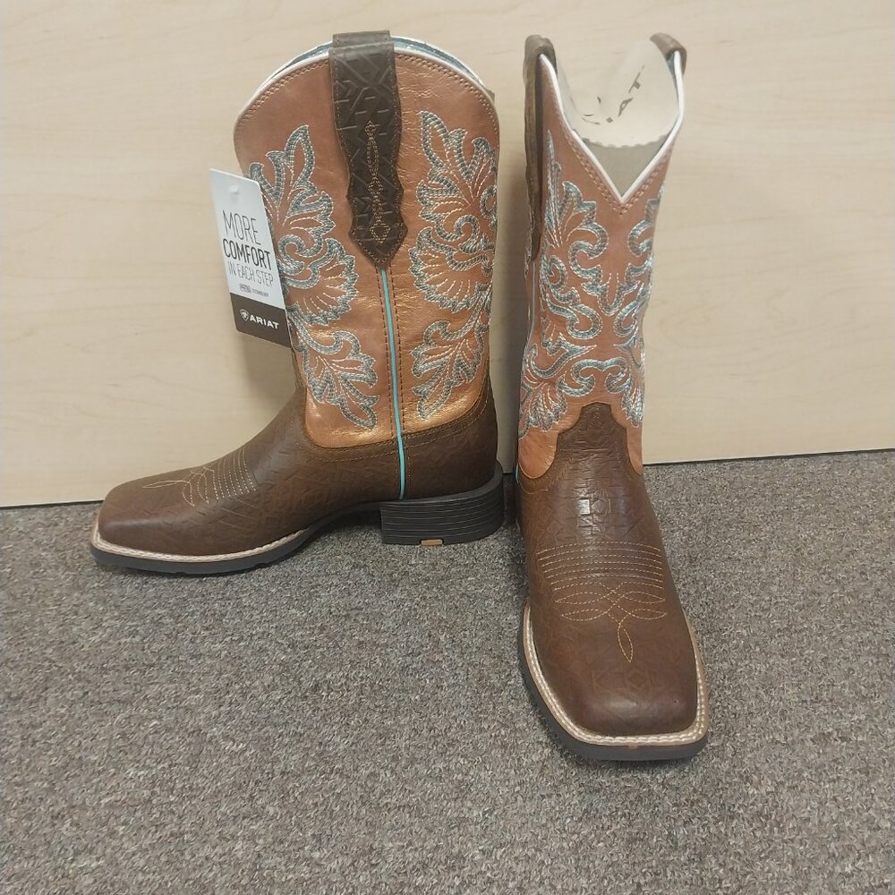Ariat Women's Round Up Wide Square Toe StretchFit Western Boot - Toasted Blanket